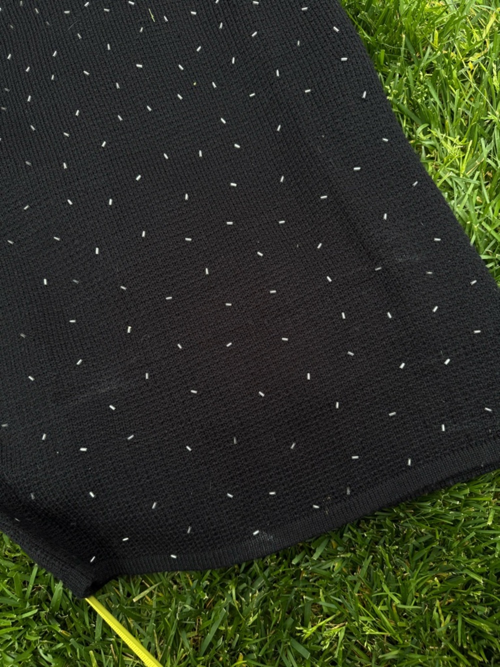 LAST CHANCE! Papell Boutique Black Crochet Midi Dress w/ Silver Bead Accents - Picture 6 of 8